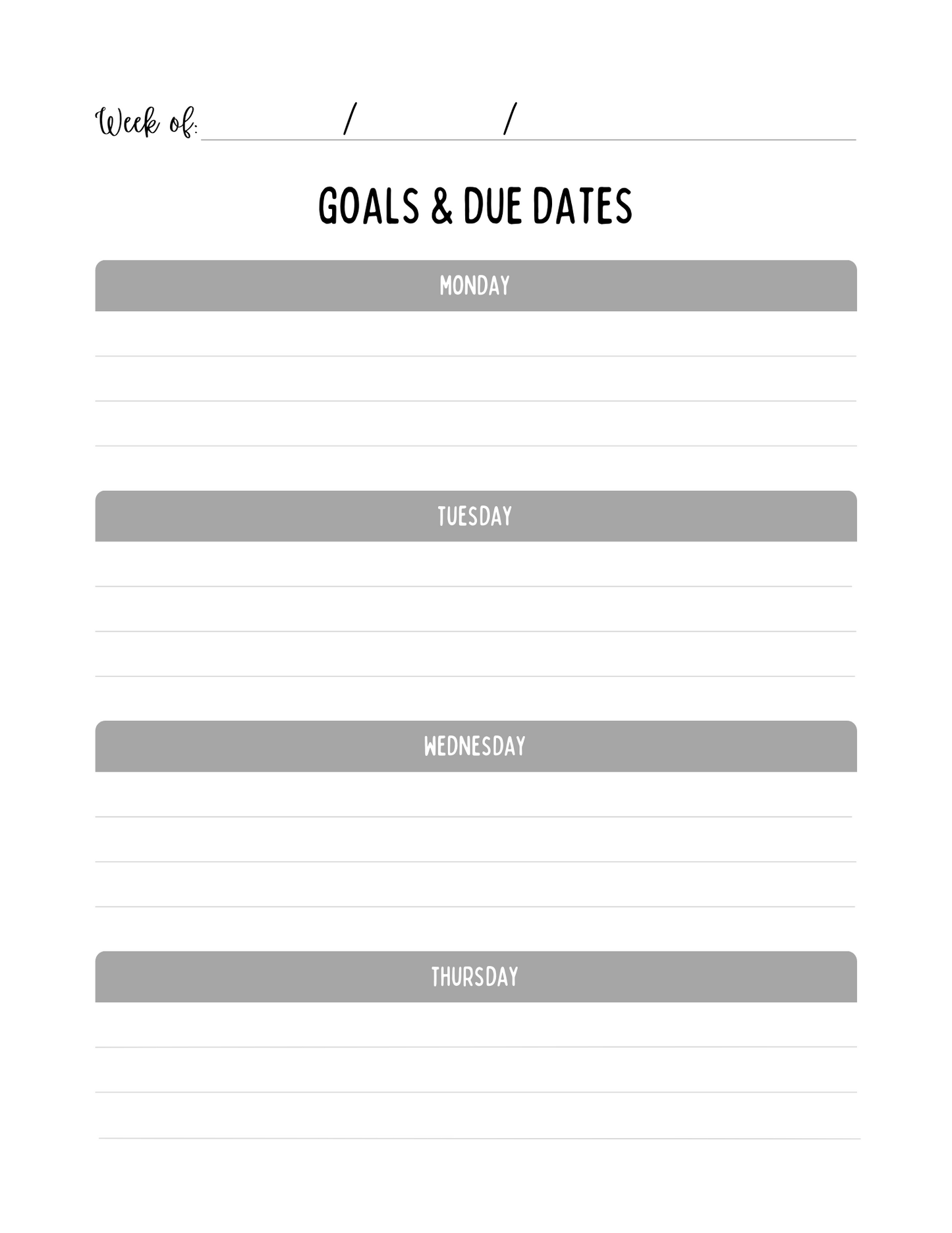 Plan For Success PRINTABLE PAGES